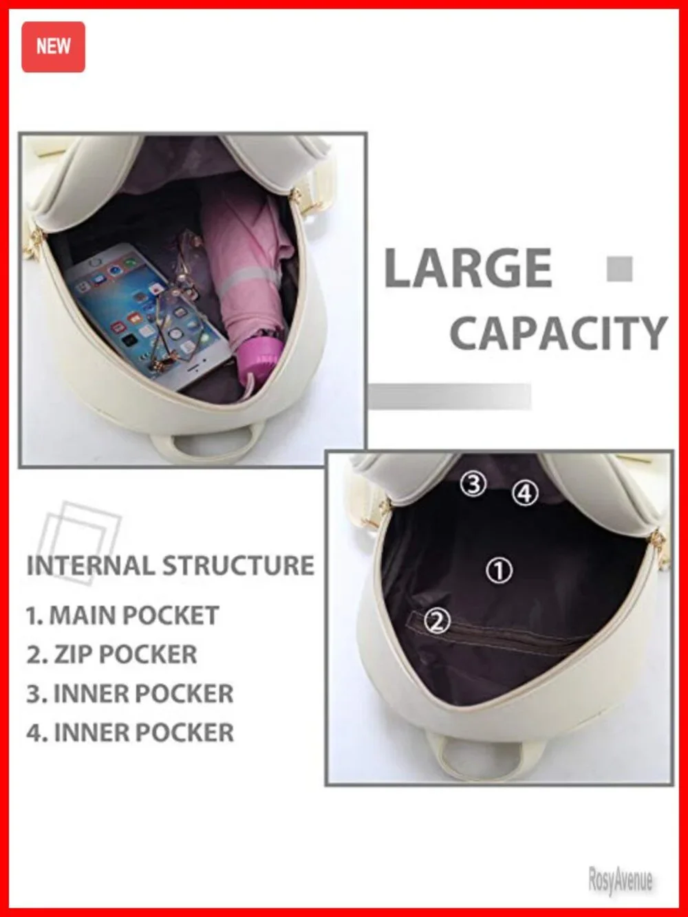 PU Leather Mini Backpack Purse Set with Bowknot, 3-Piece Rucksack for Women